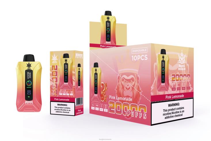 Bang Box Price 002DR4 limonada roz | Bang Beach 20.000 de pufuri vape ecran inteligent