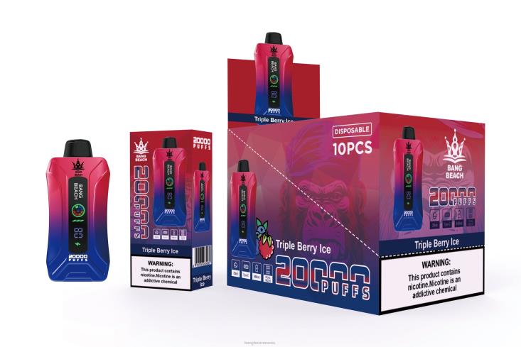 Bang Box Puffs 002DR8 gheață cu fructe de pădure triple | Bang Beach 20.000 de pufuri vape ecran inteligent