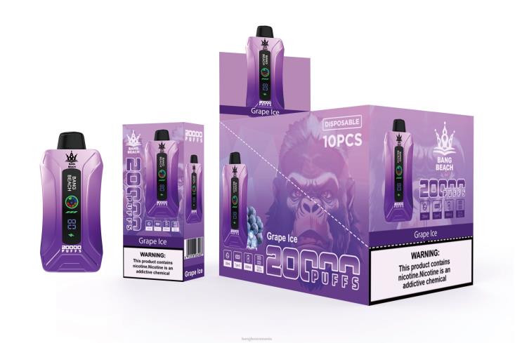 Bang Box Vape Price 002DR10 gheață de struguri | Bang Beach 20.000 de pufuri vape ecran inteligent