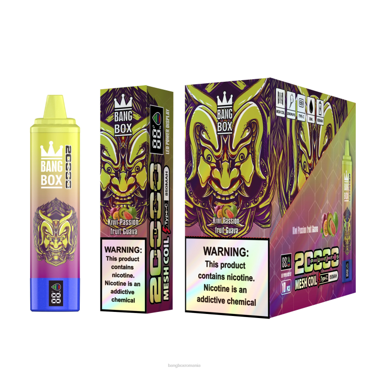 Bang Box Vape Price 002DR50 kiwi guava fructul pasiunii | Bang Box Ecran inteligent de 20000 puf