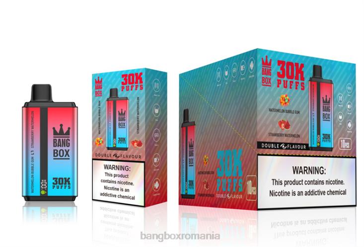 Bang Box Puffs 002DR68 gumă de mestecat cu pepene verde și pepene verde cu căpșuni | Bang Box 30000 de pufuri cu arome duble