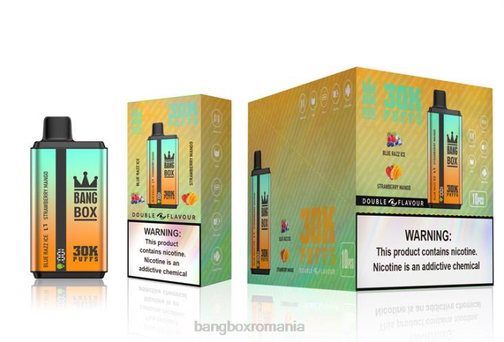 Bang Box Puffs 002DR73 gheață blue razz și mango cu căpșuni | Bang Box 30000 de pufuri cu arome duble