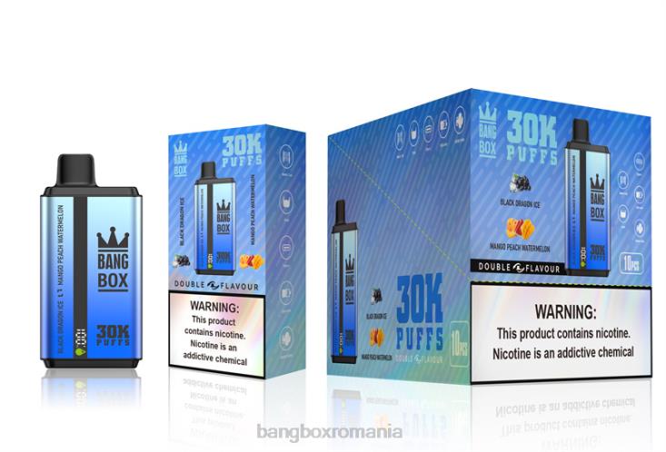 Bang Box România 002DR71 gheață dragon negru și pepene verde piersic mango | Bang Box 30000 de pufuri cu arome duble