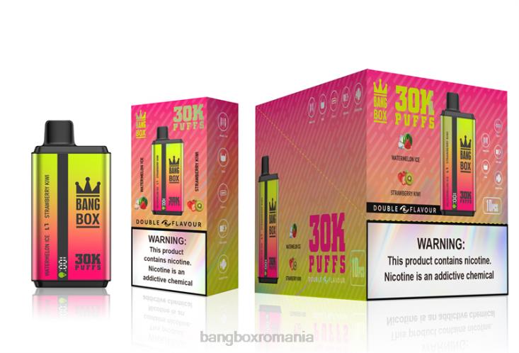 Bang Box Vape 002DR62 gheață de pepene verde și kiwi cu căpșuni | Bang Box 30000 de pufuri cu arome duble